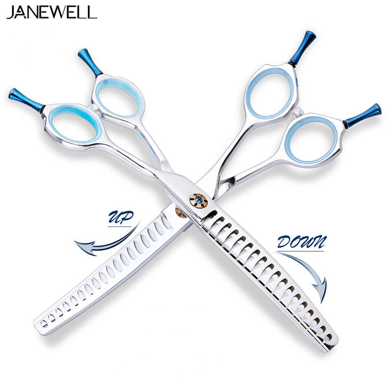 Professional 440C 18 teeth thinning dog grooming shears for coat texturizing, 6.5 inch chunker grooming shars for pet groomers and salon use. - thumbnail 3