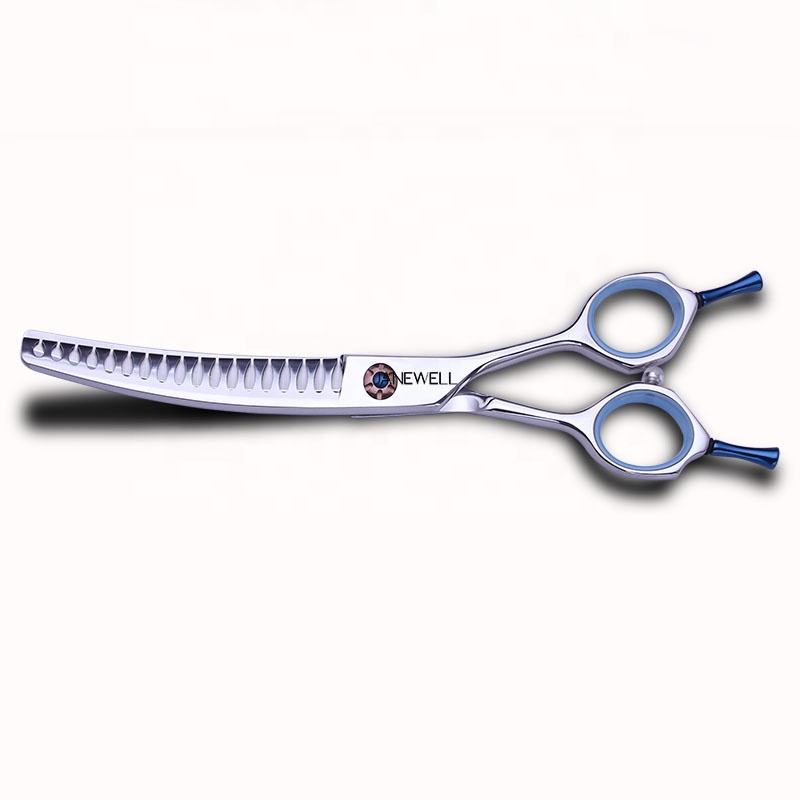 Professional 440C curved thinning grooming scissors with 18 teeth, 6.5 inch for dog groomers and pet grooming salons. Ideal grooming shears for texturizing pet coats, also known as grooming shars. - thumbnail 4