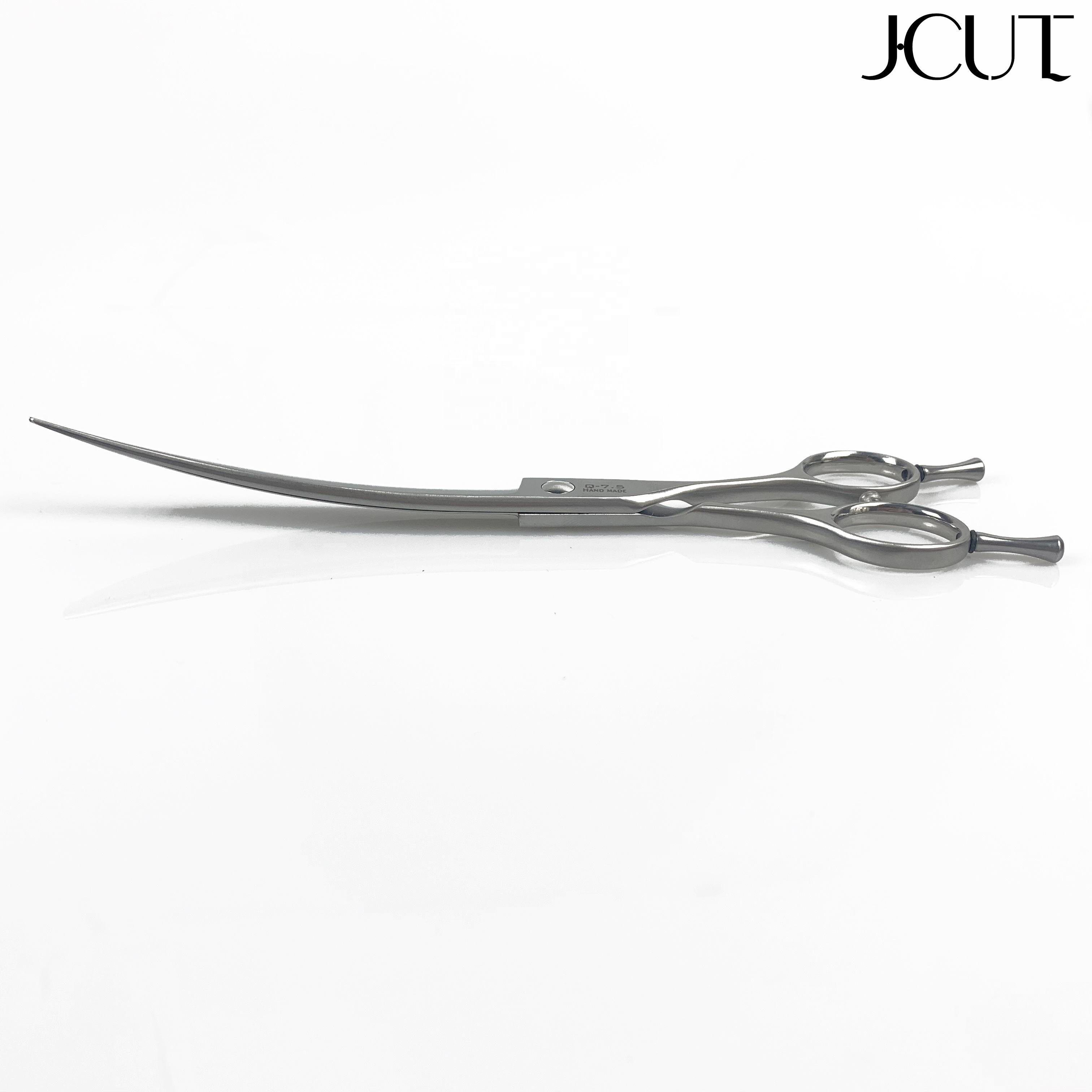 Professional 440C curved grooming scissors with blunt tip for safe dog trimming, 7.5 inch lightweight grooming sheers for pet salon use. - thumbnail 2