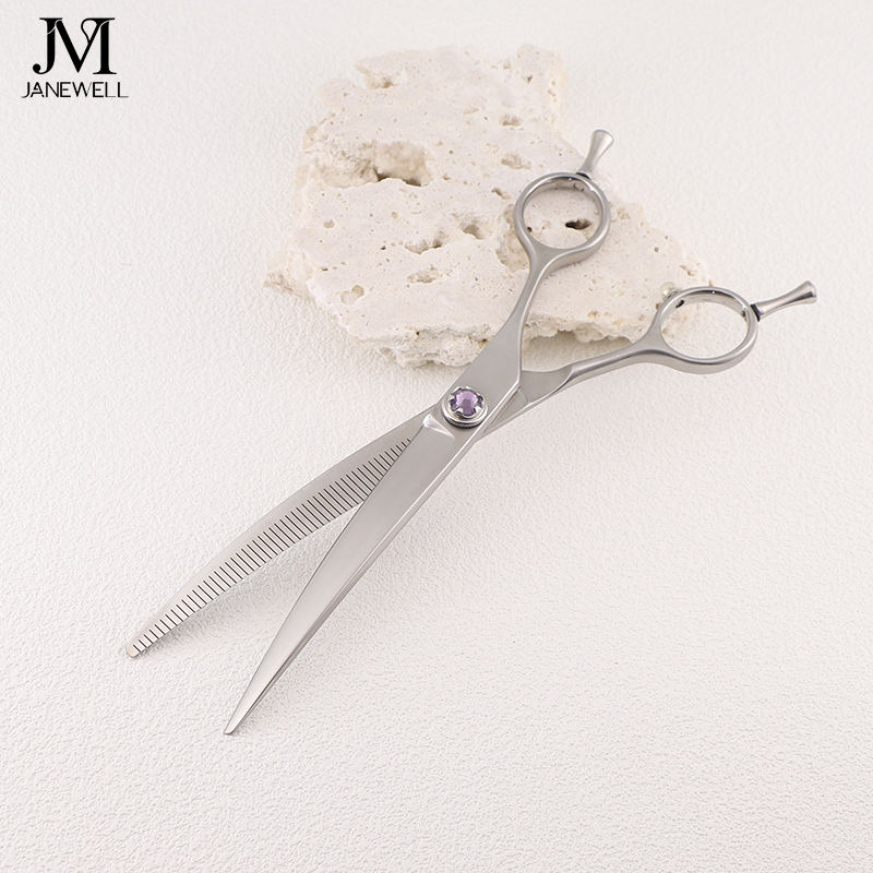Professional 440C curved thinning grooming scissors for dog pet grooming, 7.0 inch. pet grooming shears for professional groomers. - thumbnail 3