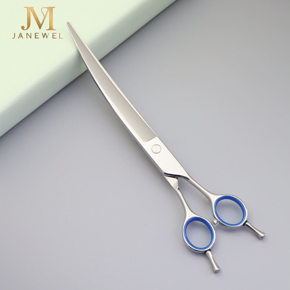 Large 8 inch curved grooming scissors 440C stainless steel with convex edge, for full-body dog grooming. - thumbnail 3