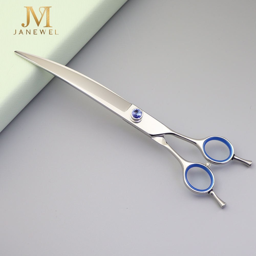 Large 8 inch curved grooming scissors 440C stainless steel with convex edge, for full-body dog grooming. - thumbnail 5