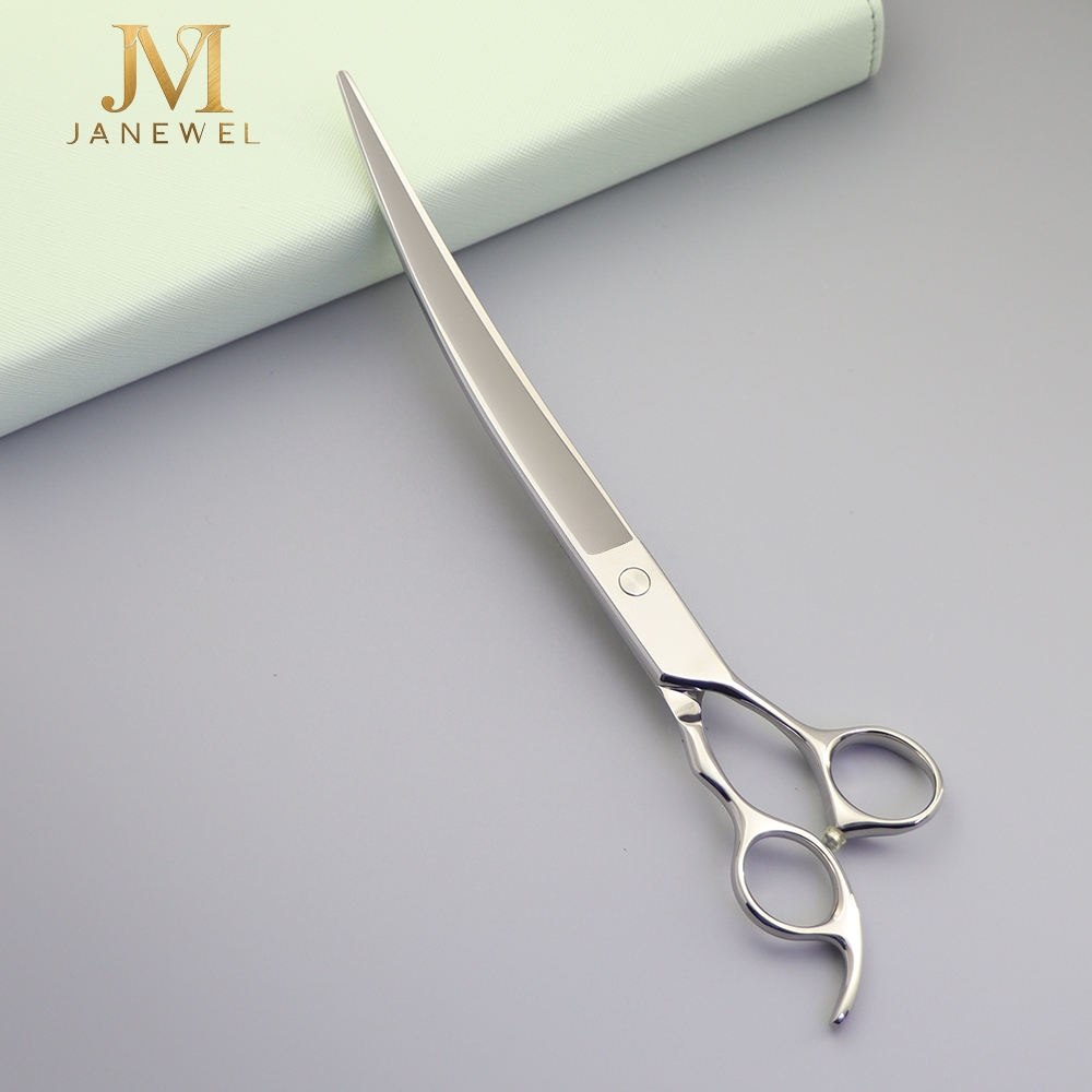 Large 9 inch curved grooming scissors 440C stainless steel, for full-body shaping on large dogs. - thumbnail 3