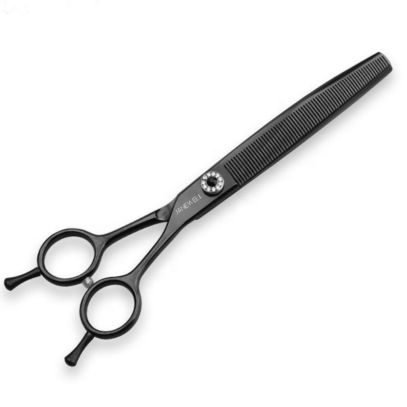 Professional 440C black curved thinning grooming scissors for dog pet grooming, 7.5 inch. pet grooming shears for professional groomers. - thumbnail 2