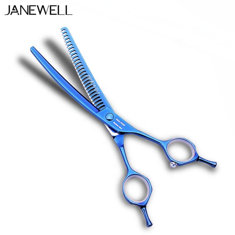 Professional 440C blue curved chunker grooming shars for dog pet grooming 28 teeth, 7.0 inch. pet grooming shears for professional groomers. - thumbnail 4
