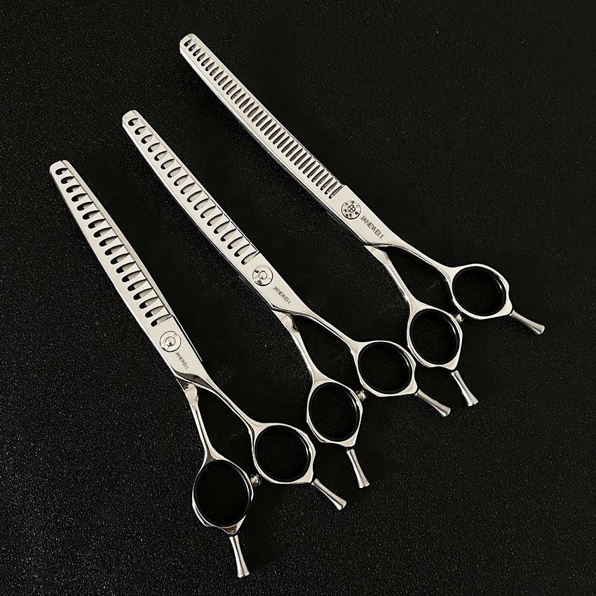 Professional 440C chunker curved grooming scissors for dog coat texturizing, 6.5 inch lightweight grooming sheers for pet groomers and salon use. - thumbnail 2
