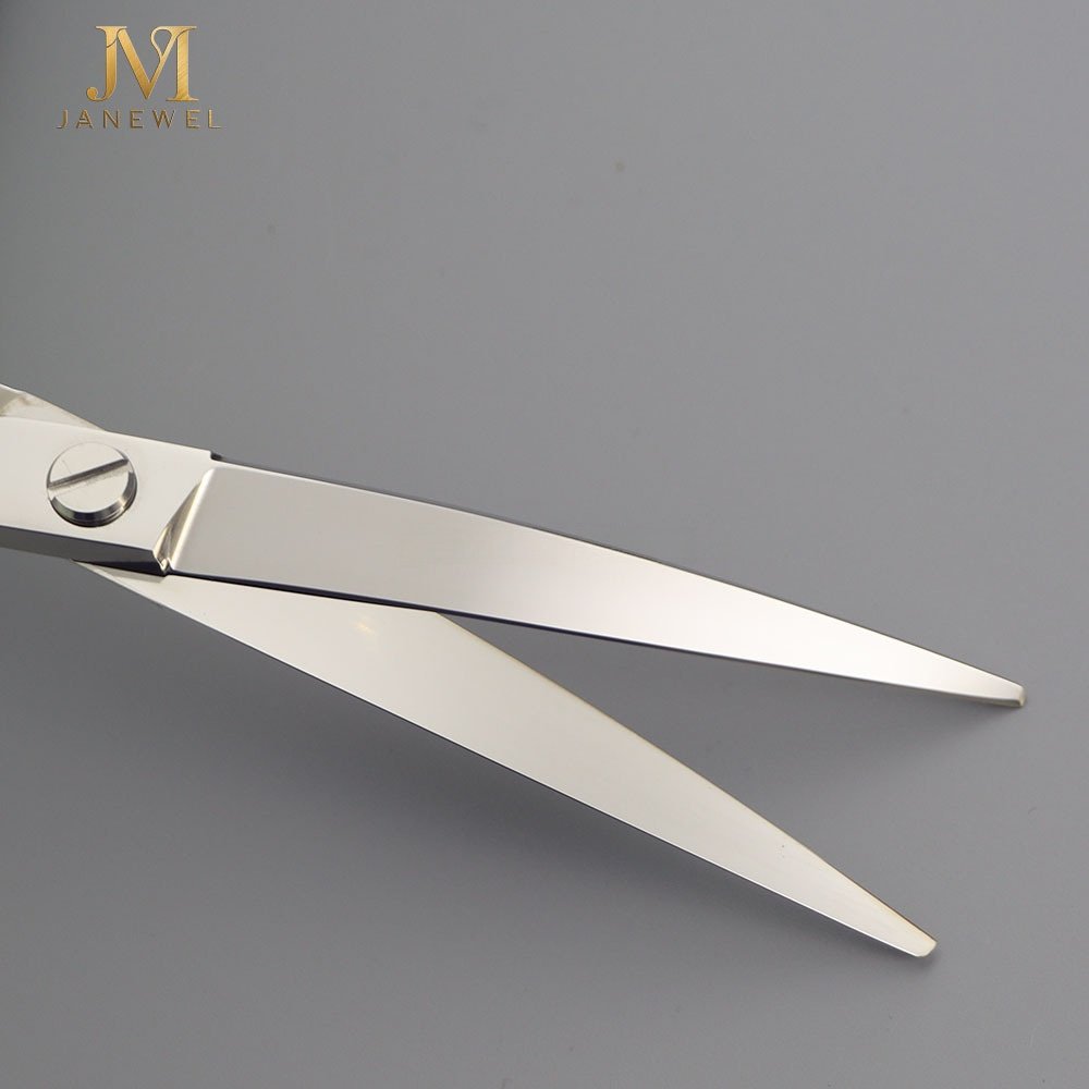 Curved grooming scissors 7 inch VG10 steel, CNC-crafted bending shear with double tail hook handle, for dog grooming. - thumbnail 3