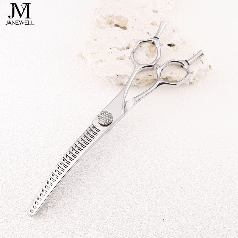 Dog grooming shears 7 inch curved chunker thinning scissors Japanese VG10 steel, for dog grooming salons. - thumbnail 2