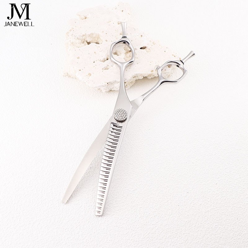 Dog grooming shears 7 inch curved chunker thinning scissors Japanese VG10 steel, for dog grooming salons. - thumbnail 3