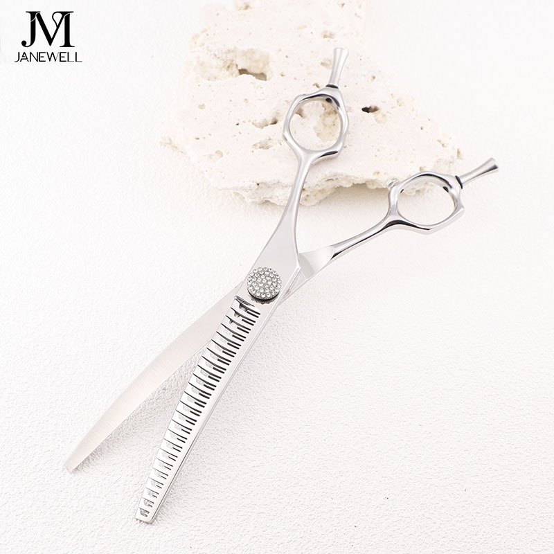 Dog grooming shears 7 inch curved chunker thinning scissors Japanese VG10 steel, for dog grooming salons. - thumbnail 6