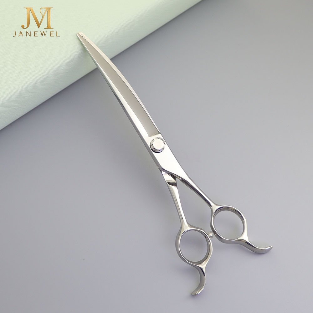 Curved grooming scissors 7 inch VG10 steel curved thinning shears, for light thinning, blending and coat styling on dogs. - thumbnail 2