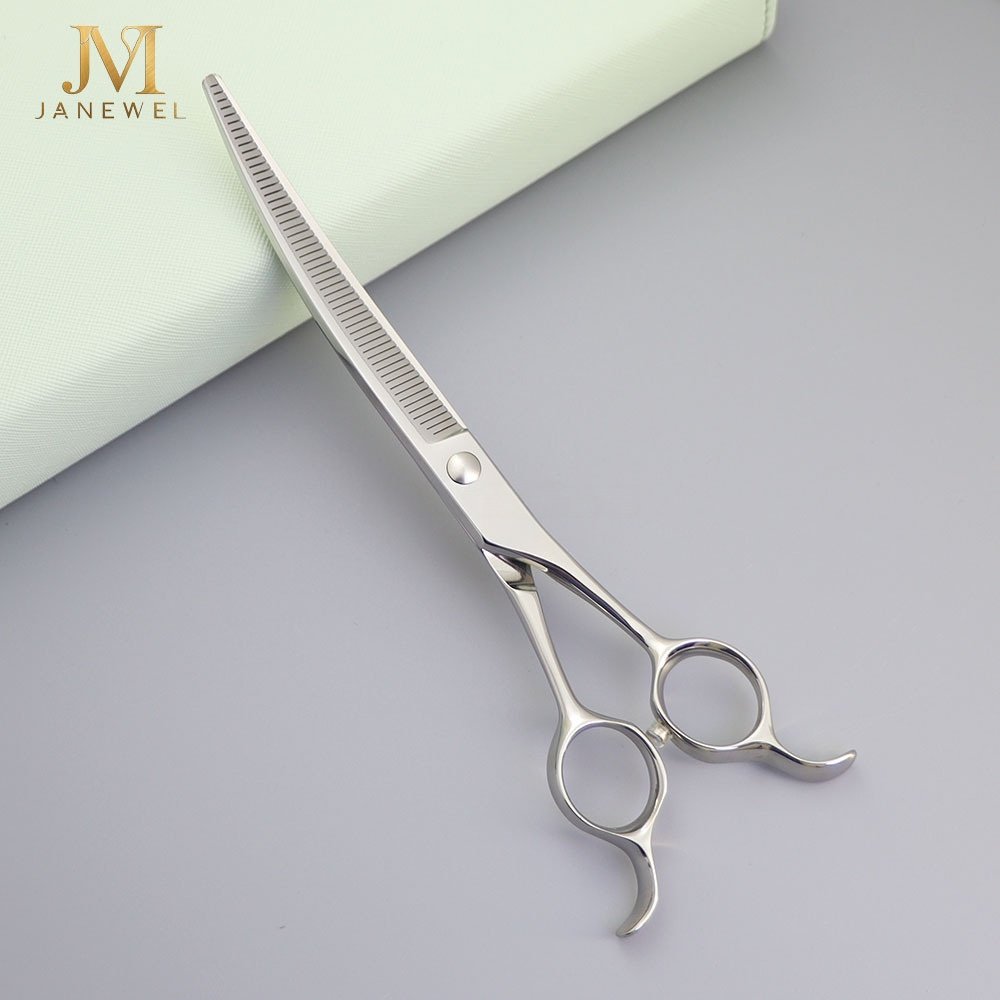 Curved grooming scissors 7 inch VG10 steel curved thinning shears, for light thinning, blending and coat styling on dogs. - thumbnail 3