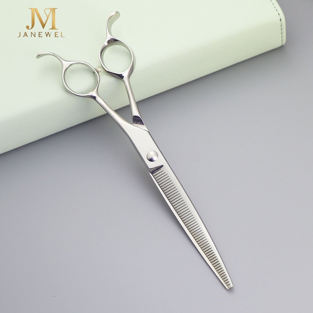 Curved grooming scissors 7 inch VG10 steel curved thinning shears, for light thinning, blending and coat styling on dogs. - thumbnail 4
