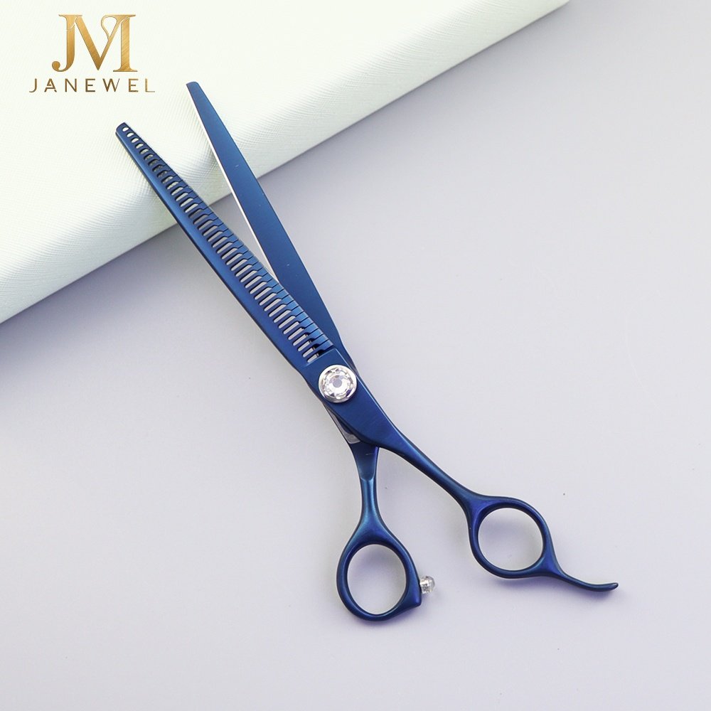 Dog grooming shears 7.25 inch fishbone chunker 36 teeth VG10 steel blue coated, for professional dog grooming. - thumbnail 2