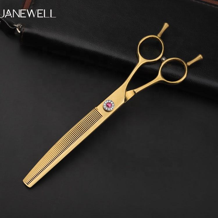 Professional 440C gold coated curved thinning grooming scissors for dog pet grooming, 7 inch grooming sheers with ergonomic handle for groomers. - thumbnail 2