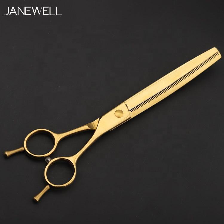 Professional 440C gold coated curved thinning grooming scissors for dog pet grooming, 7 inch grooming sheers with ergonomic handle for groomers. - thumbnail 3