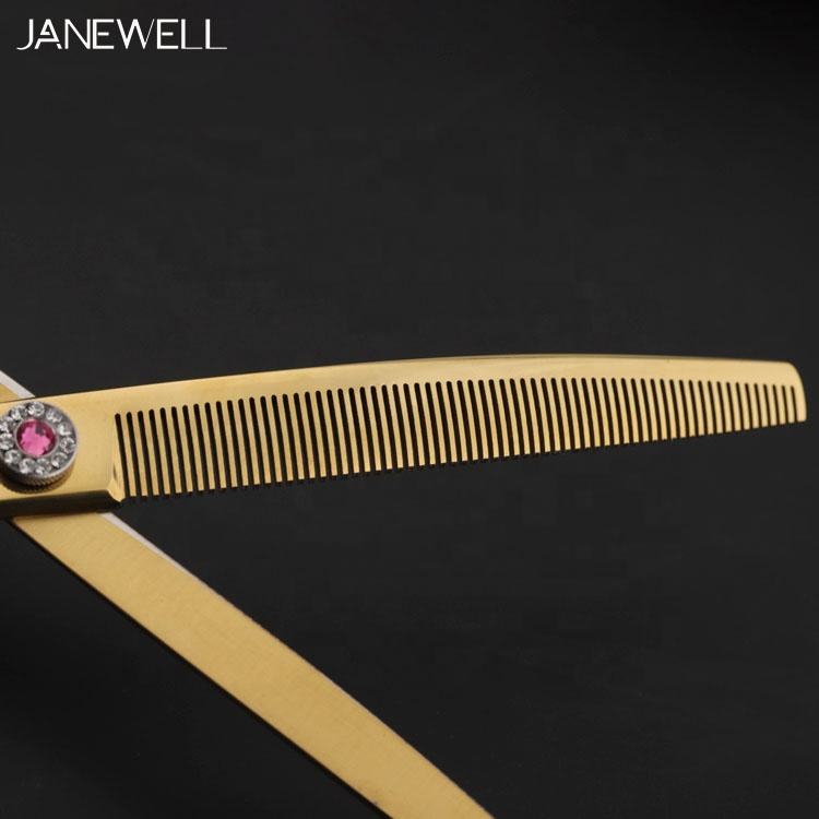 Professional 440C gold coated curved thinning grooming scissors for dog pet grooming, 7 inch grooming sheers with ergonomic handle for groomers. - thumbnail 4