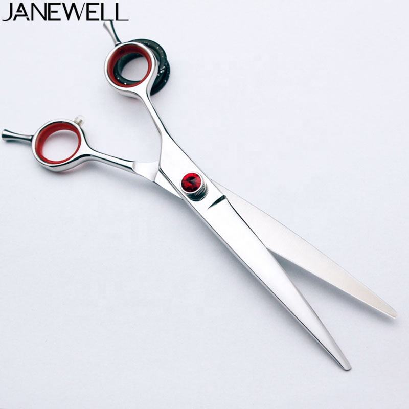 Professional 440C left handed curved grooming scissors for dog trimming, 7 inch lefty grooming shears for left-handed pet groomers.