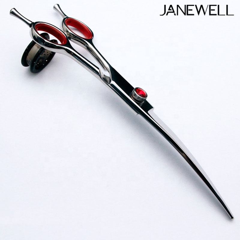 Professional 440C left handed curved grooming scissors for dog trimming, 7 inch lefty grooming shears for left-handed pet groomers. - thumbnail 3
