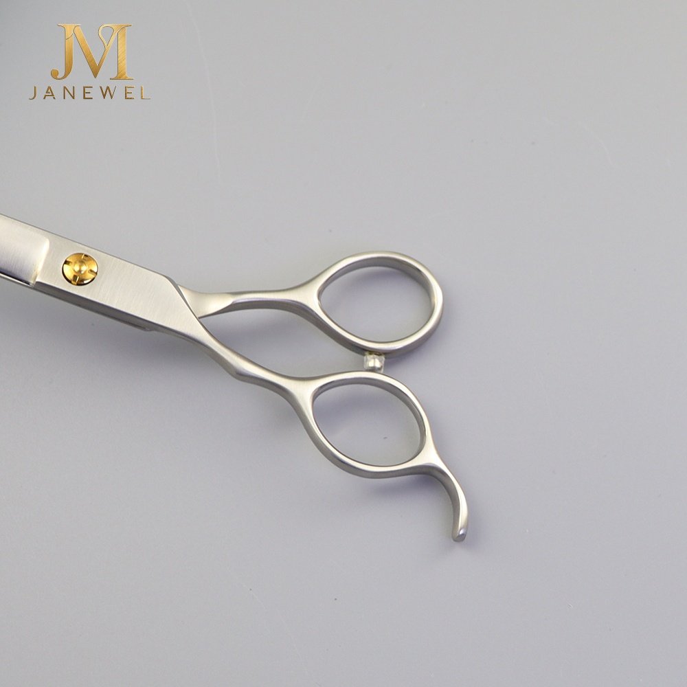 Left-handed grooming shears 7.5 inch 440C stainless steel matte finish, for left-hand dog and cat hair cutting. - thumbnail 3