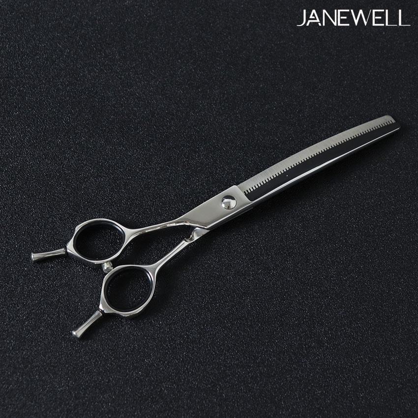 Professional 440C lefty curved thinning grooming scissors with 55 teeth, 7 inch dog grooming sheers for left-handed pet groomers and texturizing. - thumbnail 4