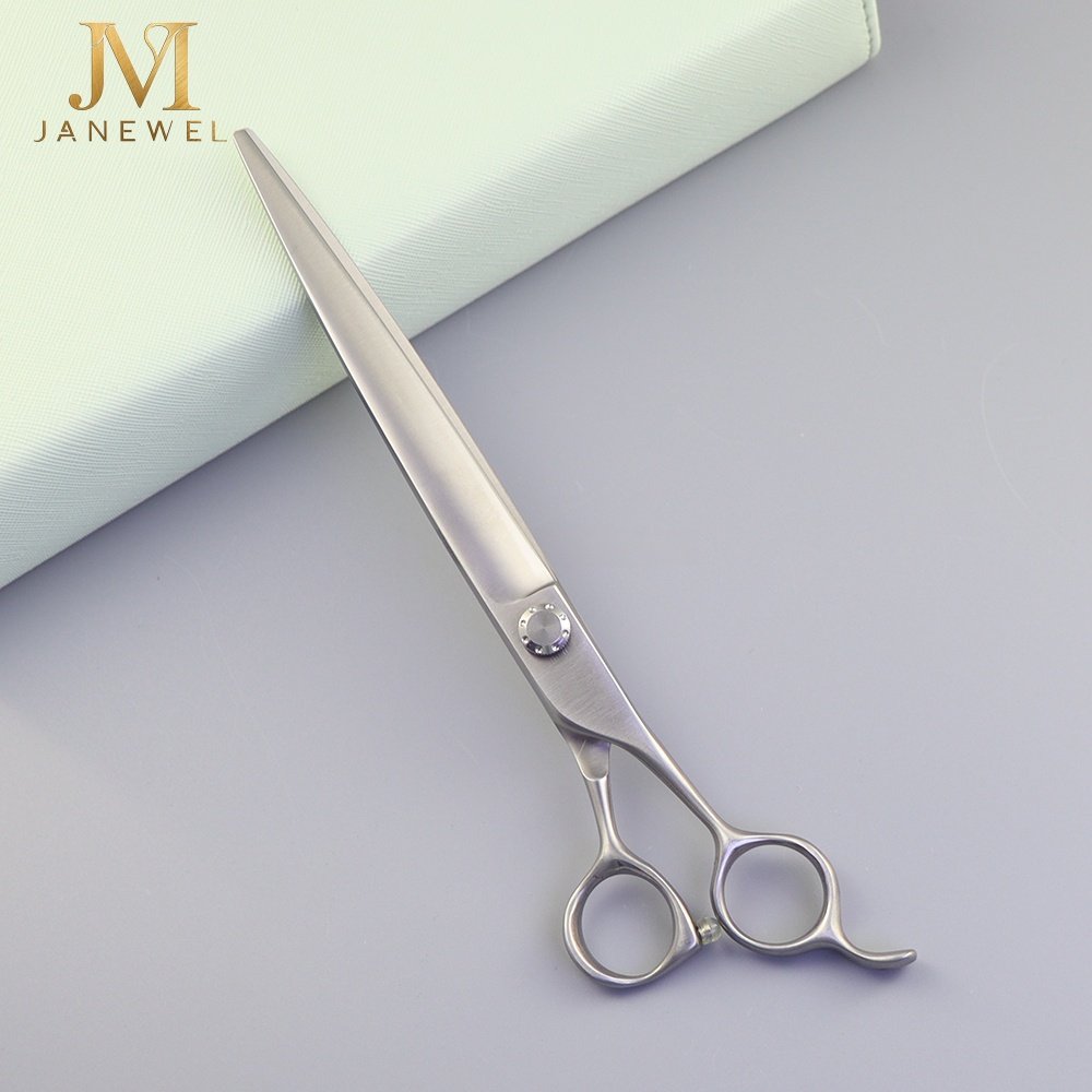 Dog grooming shears 8 inch Japanese 440C steel matte finish straight blade, for large bulk cutting in pet grooming. - view 1
