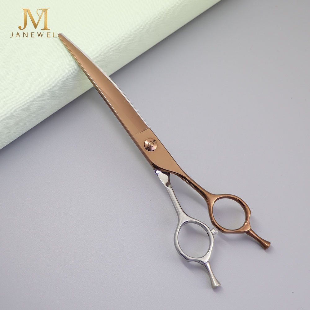 Curved grooming scissors 7 inch VG10 steel micro-toothed blade, curved dog scissors for professional pet grooming. - thumbnail 2