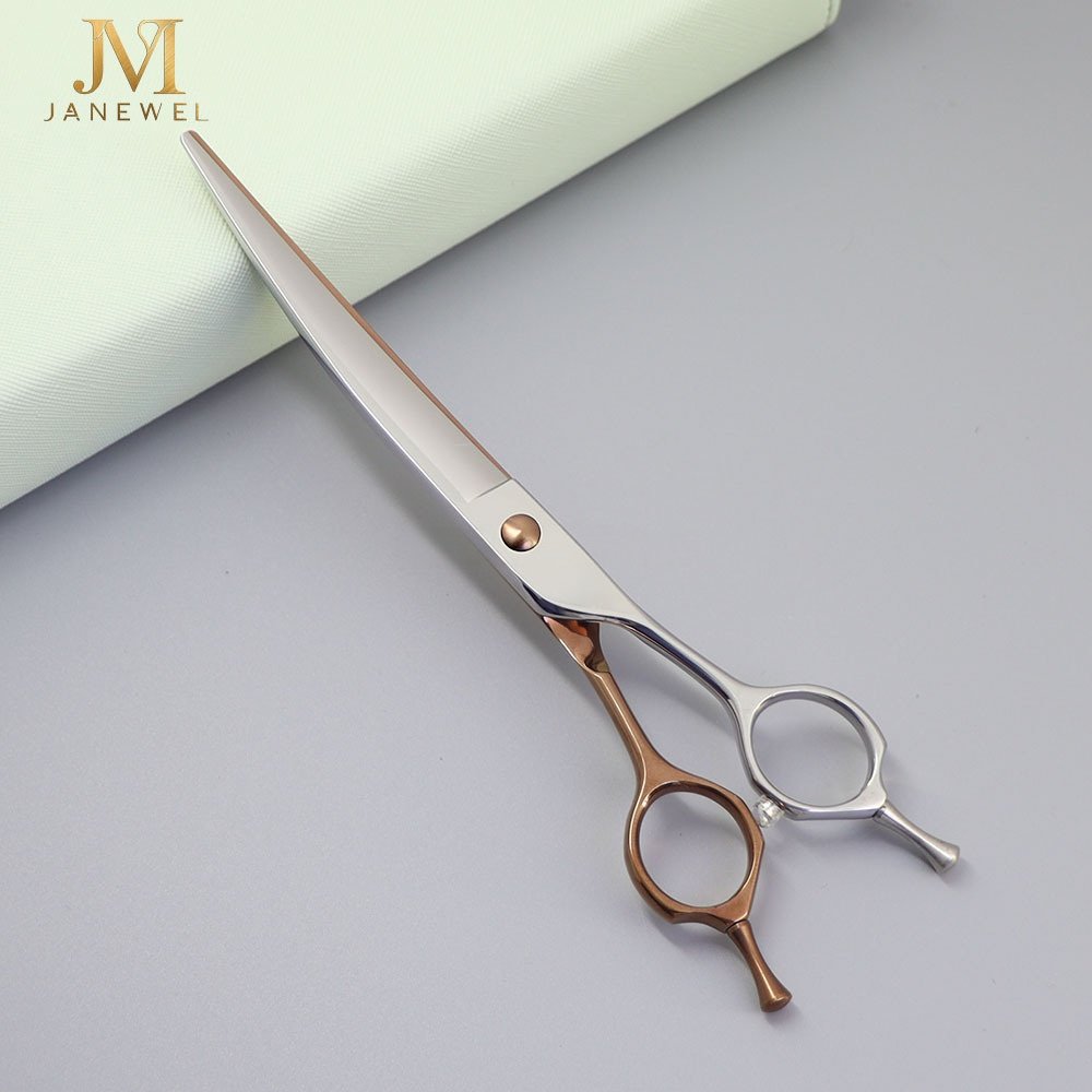 Curved grooming scissors 7 inch VG10 steel micro-toothed blade, curved dog scissors for professional pet grooming. - thumbnail 3