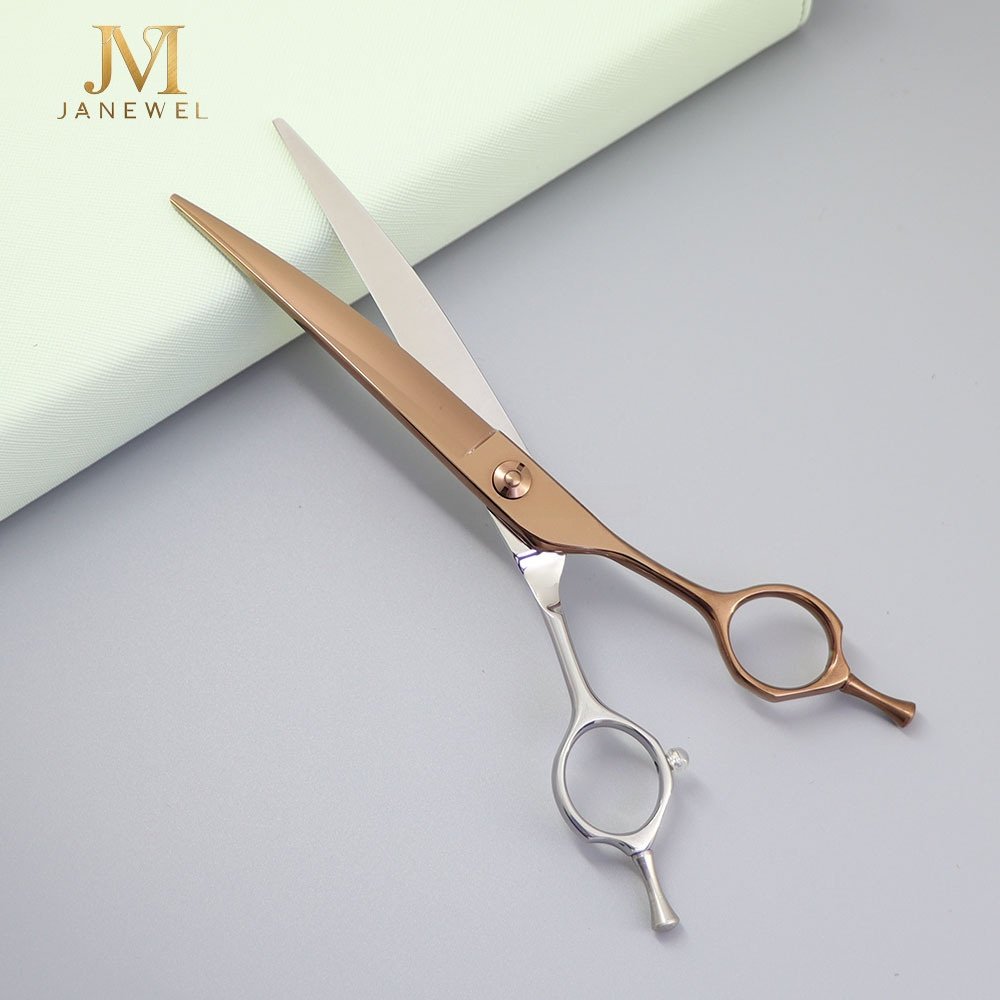 Curved grooming scissors 7 inch VG10 steel micro-toothed blade, curved dog scissors for professional pet grooming. - thumbnail 4