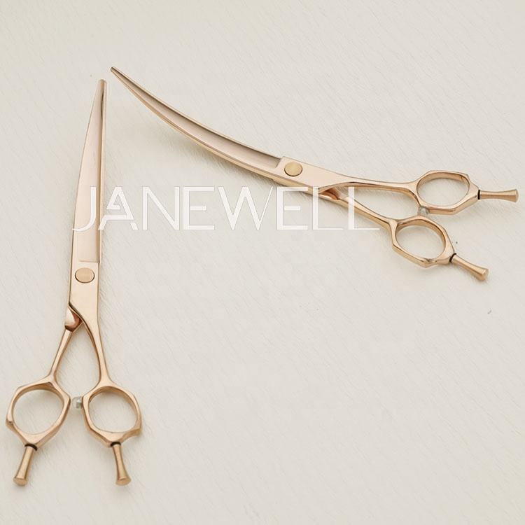 Professional 440C rose gold super curved grooming scissors for precision dog trimming, 7.5 inch grooming shars for professional pet groomers. - thumbnail 2