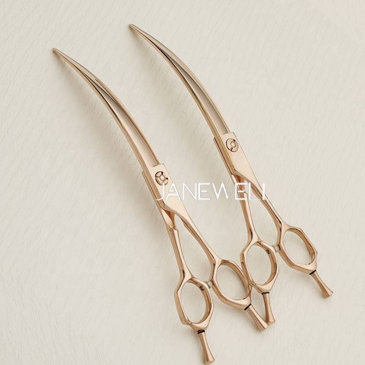Professional 440C rose gold super curved grooming scissors for precision dog trimming, 7.5 inch grooming shars for professional pet groomers. - thumbnail 3