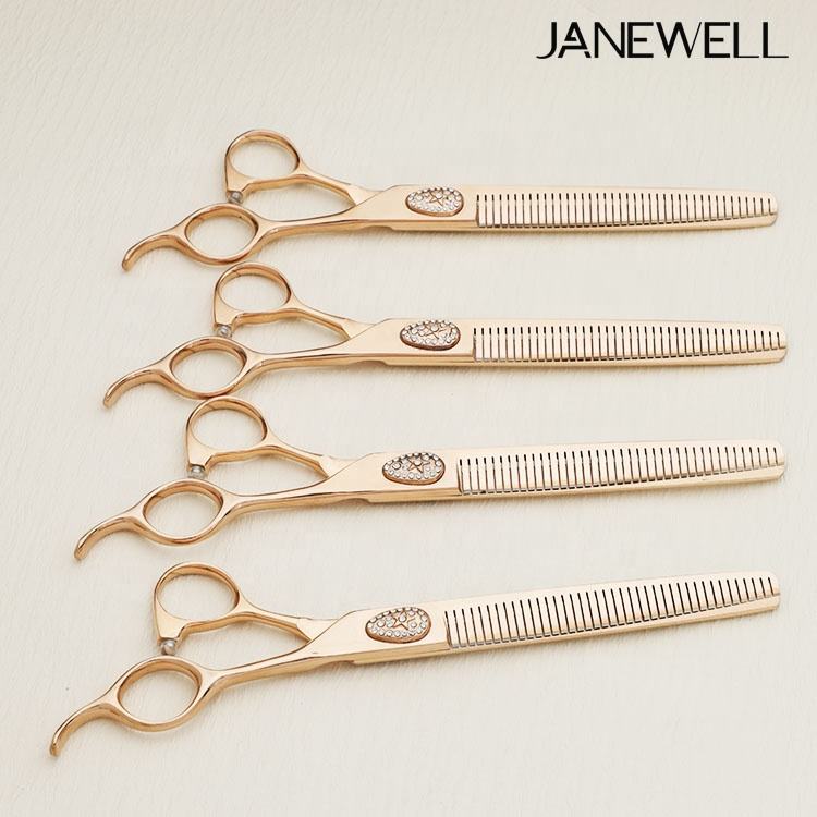 Professional 440C rose gold super curved grooming scissors for precision dog trimming, 7.5 inch grooming shars for professional pet groomers. - thumbnail 4