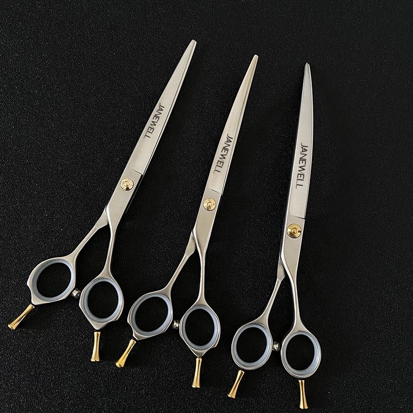 Professional 440C slim curved grooming scissors for precision dog trimming, 7 inch lightweight grooming sheers for pet groomers and detailed salon work. - thumbnail 6