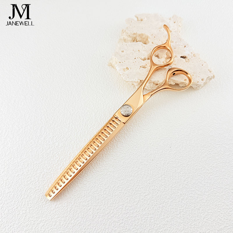 Professional VG10 rose gold straight thinning grooming sheers for dog pet grooming 24 teeth, 7.0 inch. pet grooming shears for professional groomers. - thumbnail 11