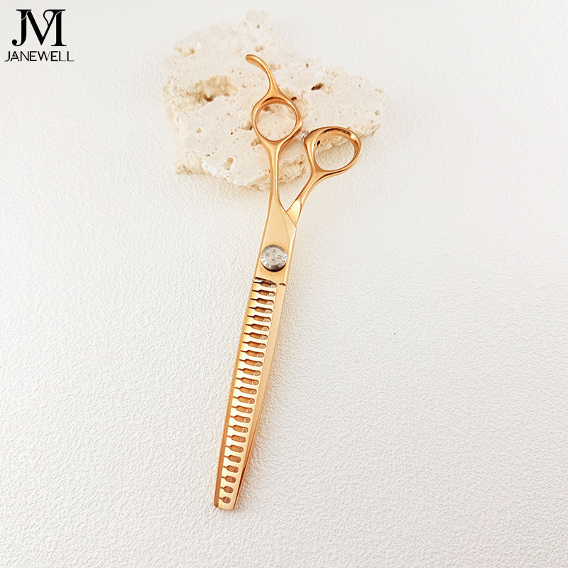 Professional VG10 rose gold straight thinning grooming sheers for dog pet grooming 24 teeth, 7.0 inch. pet grooming shears for professional groomers. - thumbnail 3
