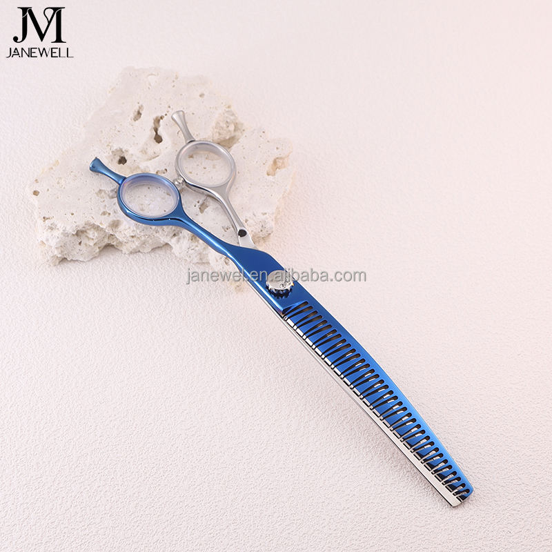 Professional VG10 blue curved chunker grooming sheers for dog pet grooming, 7.5 inch. pet grooming shears for professional groomers. - thumbnail 4
