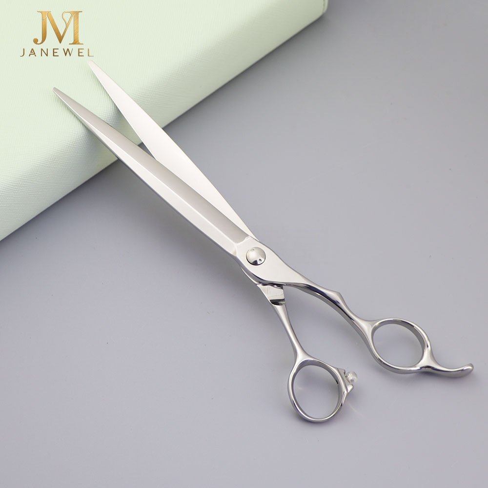 Dog grooming shears 7.5 inch VG10 steel straight scissors, silver finish, for professional pet grooming. - thumbnail 3